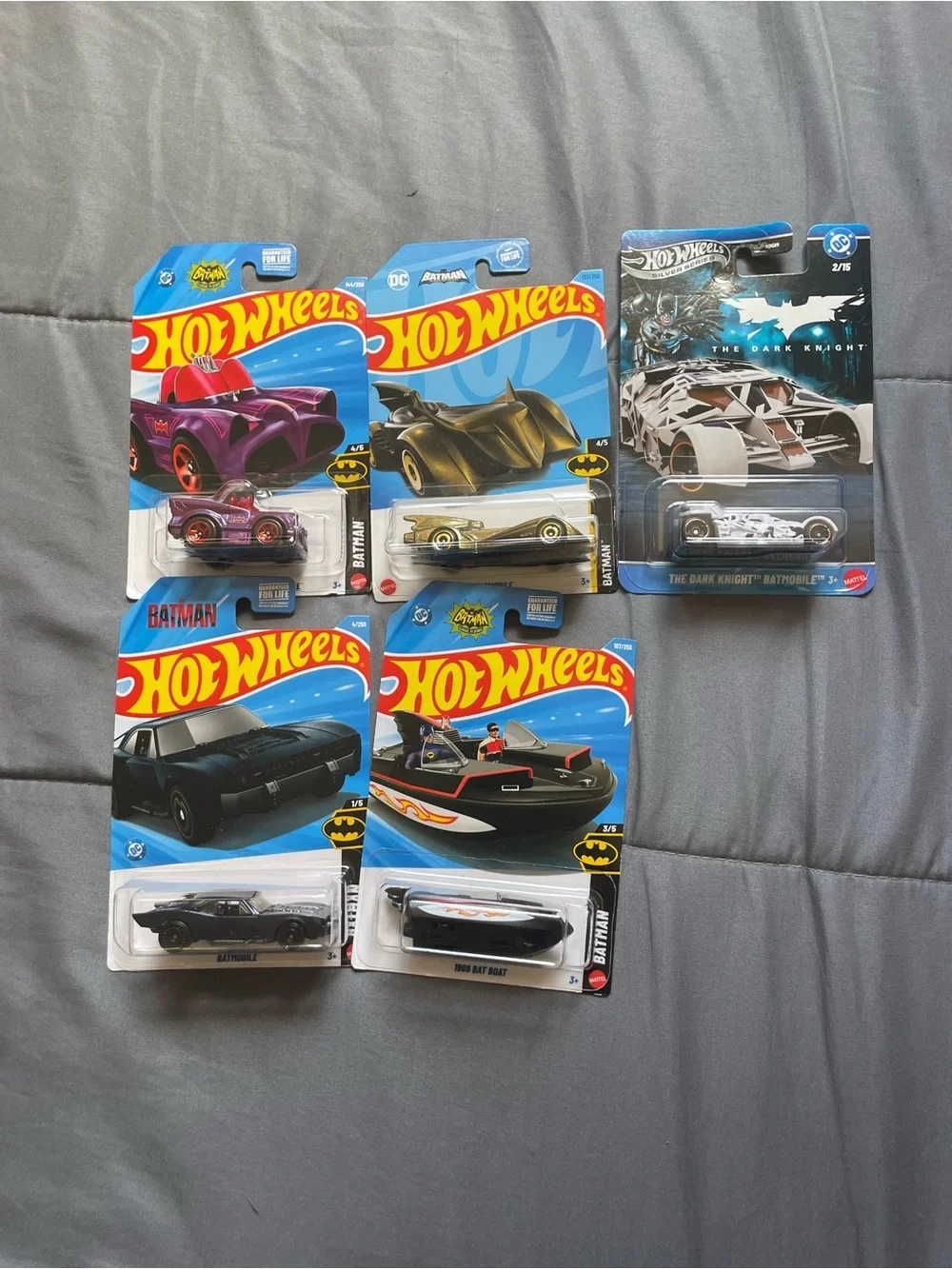 Hot Wheels Batman Vehicle Collection - Blue, Black, Gold, Purple, White